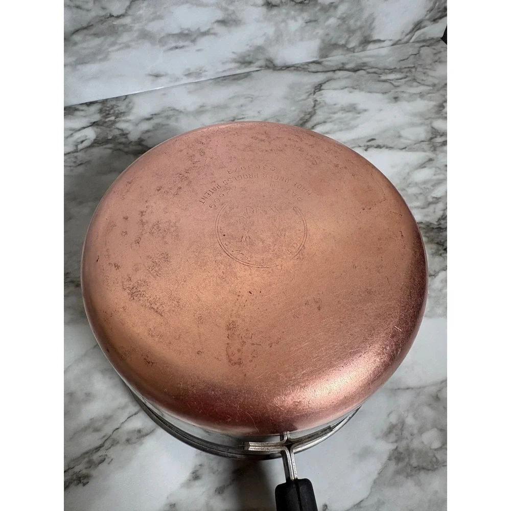 Revere Ware 1 Qt Saucepan & Lid Copper Bottom Stainless Steel Vintage USA 1801